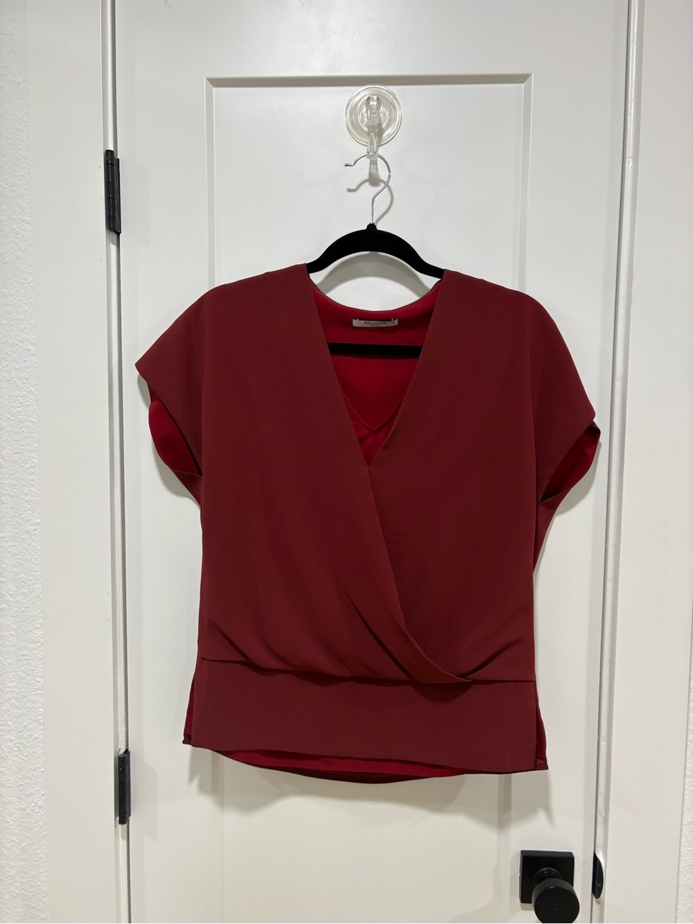 MM Lafleur red Faux Wrap V-Neck Blouse